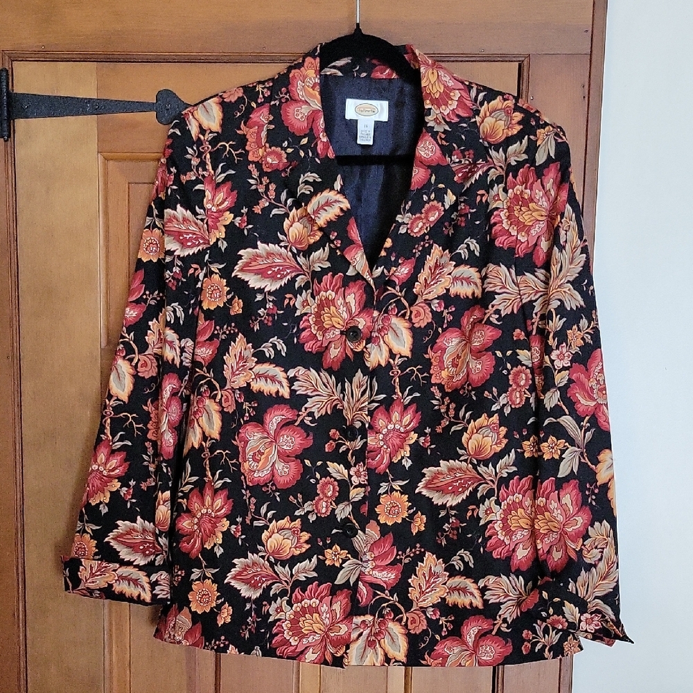 TALBOTS TAPESTRY FLORAL COTTON JACKET